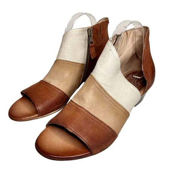 Miz Mooz Celeste Leather Heeled Sandals Shoes Brandy Tan Cognac SZ 41, US 10