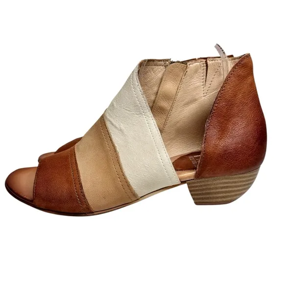 Miz Mooz Celeste Leather Heeled Sandals Shoes Brandy Tan Cognac SZ 41, US 10