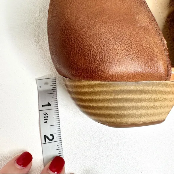 Miz Mooz Celeste Leather Heeled Sandals Shoes Brandy Tan Cognac SZ 41, US 10