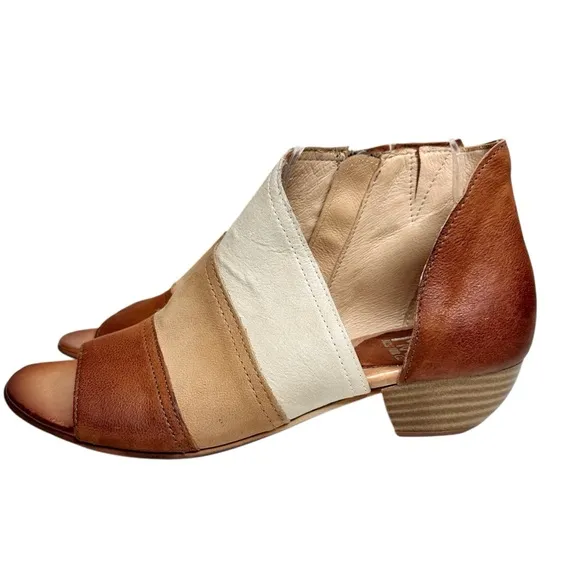 Miz Mooz Celeste Leather Heeled Sandals Shoes Brandy Tan Cognac SZ 41, US 10