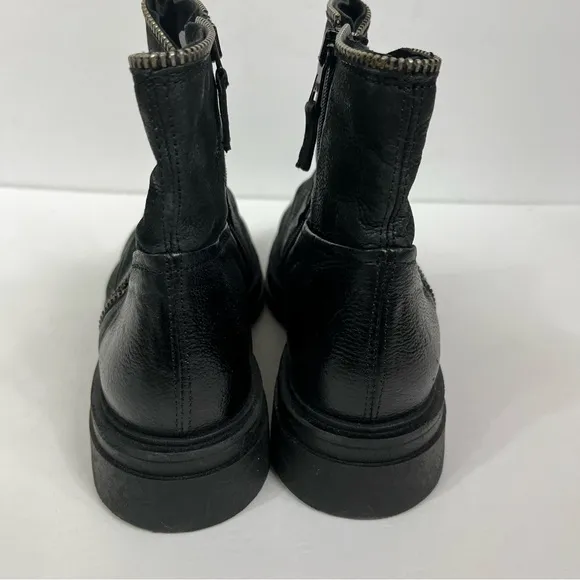 Miz Mooz Frances Black Leather Ankle Boots with Silver Zipper Details NWOT