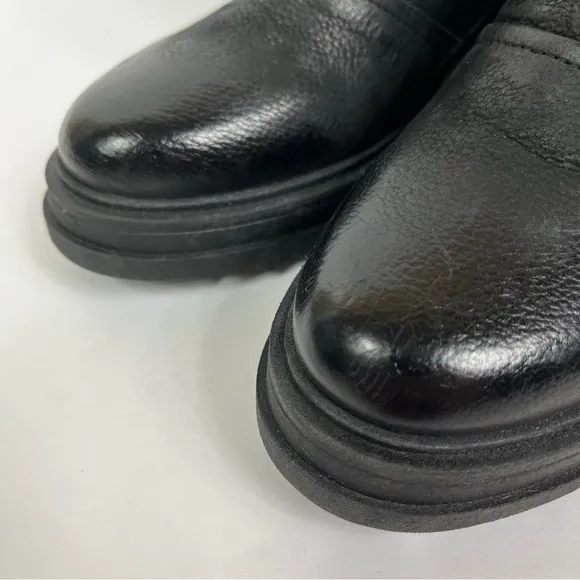 Miz Mooz Frances Black Leather Ankle Boots with Silver Zipper Details NWOT