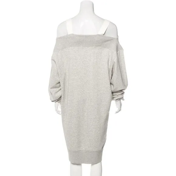 MM6 Maison Margiela Gray Off Shoulder Oversized Sweatshirt Dress Small
