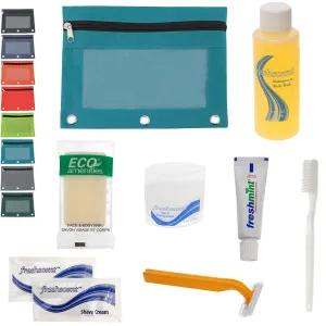 Moda West 24 Kits - Bulk Case of Wholesale Basic Toiletry Kits for Men, Women, Travel, Charity In Pouch With See Thru Window