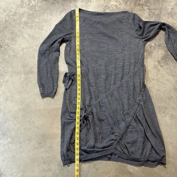Moschino Dress Womens Size 12 Gray Wool‎ Knit Ruched Drawstring Long Sleeve