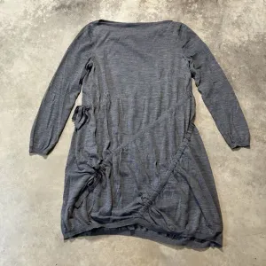 Moschino Dress Womens Size 12 Gray Wool‎ Knit Ruched Drawstring Long Sleeve