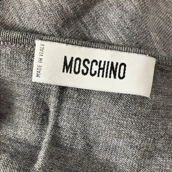 Moschino Dress Womens Size 12 Gray Wool‎ Knit Ruched Drawstring Long Sleeve