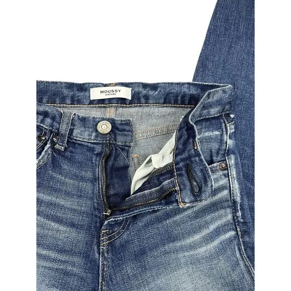Moussy Vintage Denim Daleville Skinny Jeans Blue Raw Hem Made in Japan Size 24