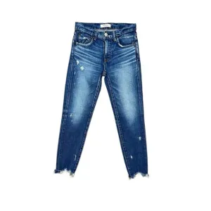 Moussy Vintage Denim Daleville Skinny Jeans Blue Raw Hem Made in Japan Size 24
