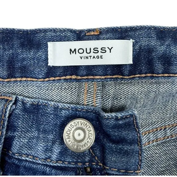 Moussy Vintage Denim Daleville Skinny Jeans Blue Raw Hem Made in Japan Size 24