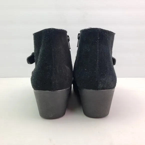 Munro Drew Monk Strap Womens Size 10 W Wide Black Suede Ankle Bootie Shoes