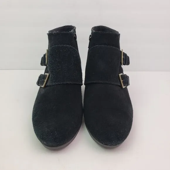 Munro Drew Monk Strap Womens Size 10 W Wide Black Suede Ankle Bootie Shoes
