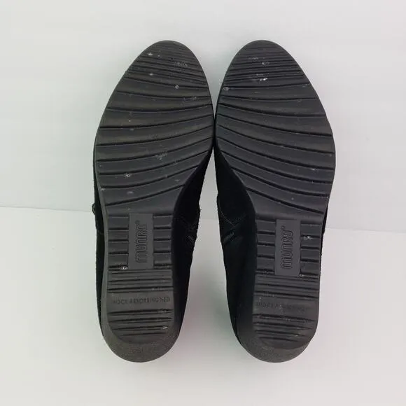 Munro Drew Monk Strap Womens Size 10 W Wide Black Suede Ankle Bootie Shoes