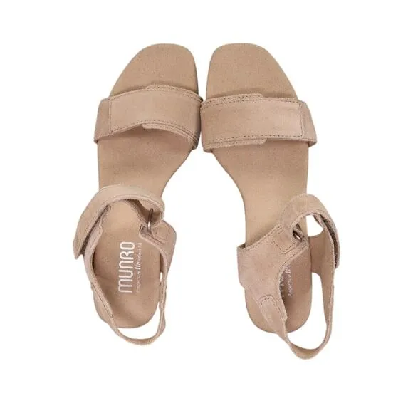 Munro Shoes Women 5.5 Sandal Dress Block Heel Fashion Comfort Leather Adjustable