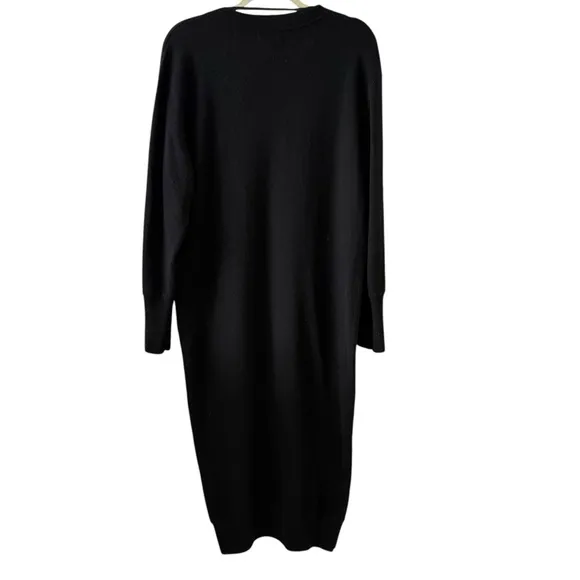 Naadam 100% Cashmere Black V-Neck Maxi Sweater Dress | Size Medium