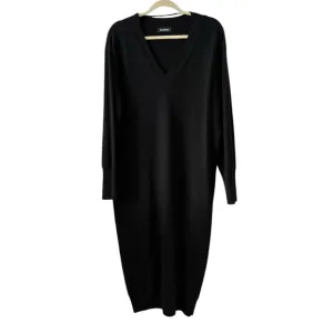Naadam 100% Cashmere Black V-Neck Maxi Sweater Dress | Size Medium