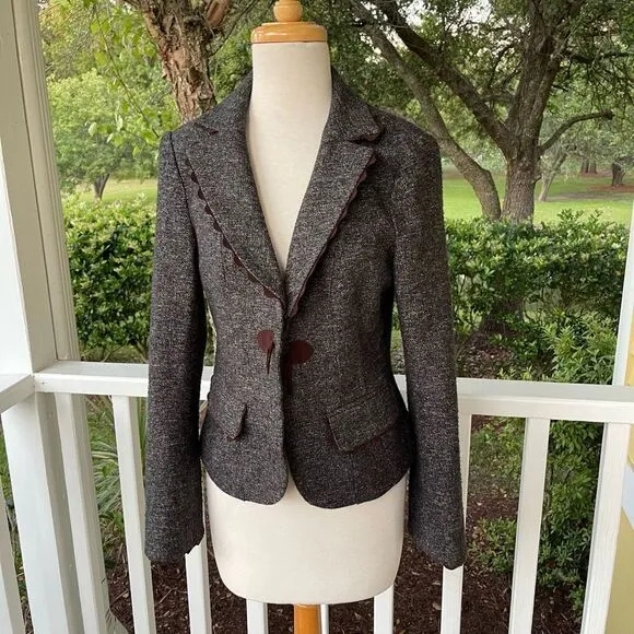 Nanette Lepore Brown Tweed Blazer