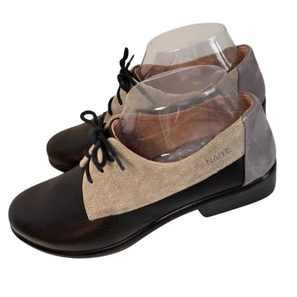 Naot Kedma Aura Jet Leather Two Tone Oxford Shoes Sz 7 EU 38 NEW NWOB Classic