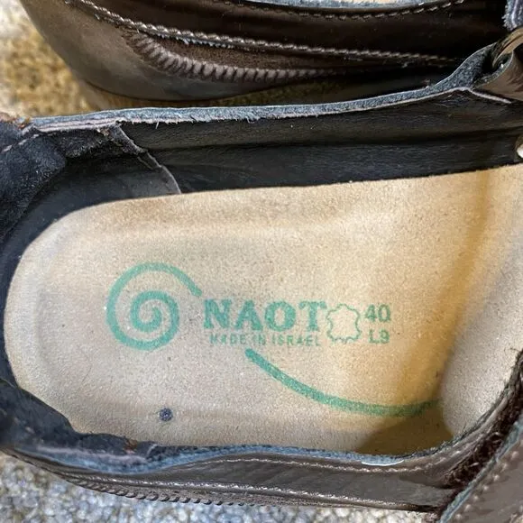 NAOT Kirei Mary Jane Flat Shoes Sz 9.5 EU 40 Brown Suede Leather Comfort Padded