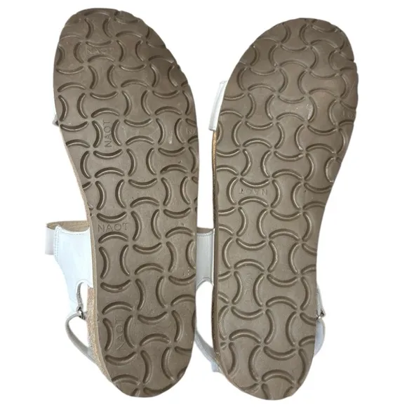 Naot Lisa Wedge Comfort Sandals Adjustable Strap White Leather Sz 37 US 6.5 / 7