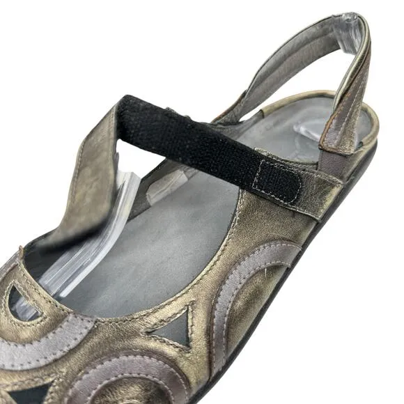 Naot Rongo Women's Mary Jane Shoes SZ 10 Gold Leather Artistic Whimsy Quirky Fun