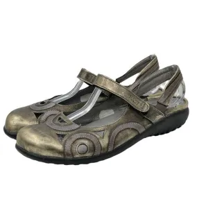 Naot Rongo Women's Mary Jane Shoes SZ 10 Gold Leather Artistic Whimsy Quirky Fun