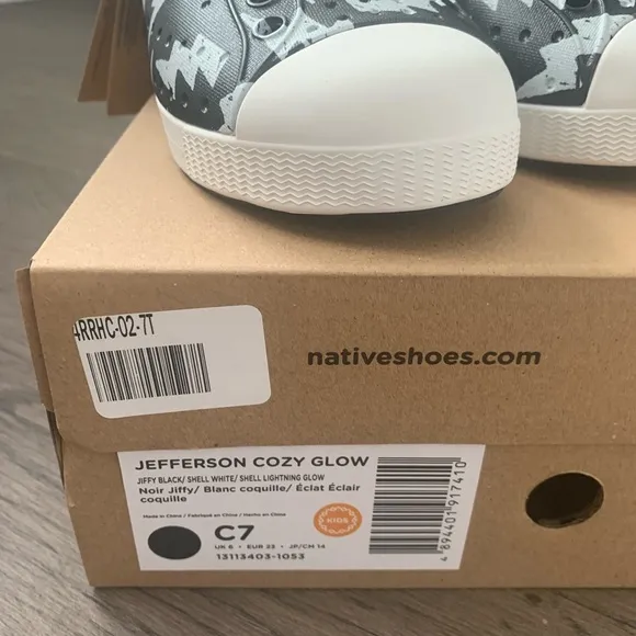 Native Jefferson Cozy Glow Slip-On Shoes - Size C7/EU 23 - Black/Blue - NWB