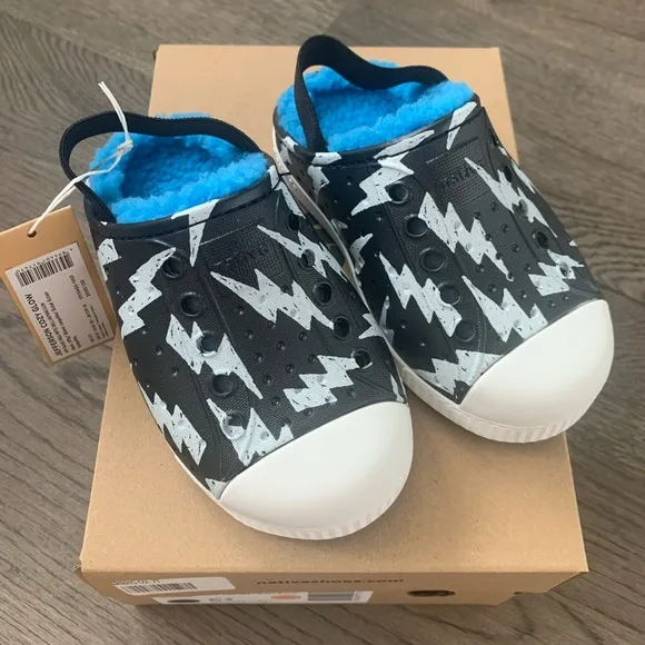 Native Jefferson Cozy Glow Slip-On Shoes - Size C7/EU 23 - Black/Blue - NWB