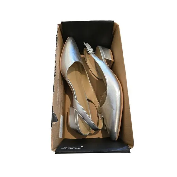 Naturalizer Banks Slingbacks in Silver Leather New Size  7.5