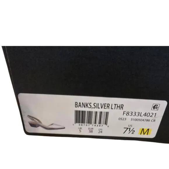 Naturalizer Banks Slingbacks in Silver Leather New Size  7.5