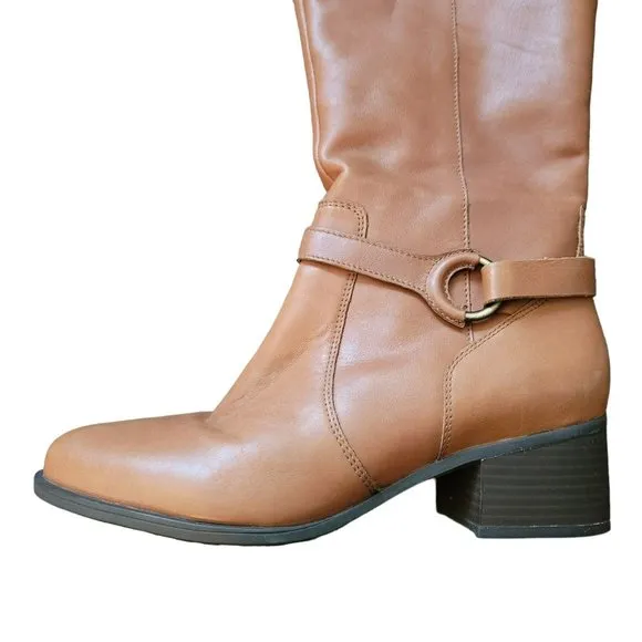 Naturalizer Davis Leather Knee Boots Tan Tawny Brown Woman's 8 Medium JJ3068