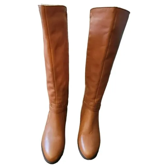 Naturalizer Davis Leather Knee Boots Tan Tawny Brown Woman's 8 Medium JJ3068