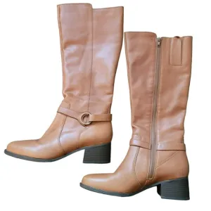 Naturalizer Davis Leather Knee Boots Tan Tawny Brown Woman's 8 Medium JJ3068
