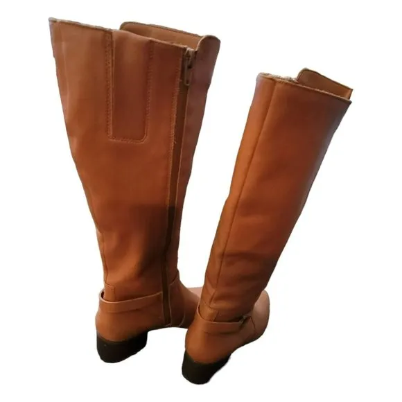 Naturalizer Davis Leather Knee Boots Tan Tawny Brown Woman's 8 Medium JJ3068