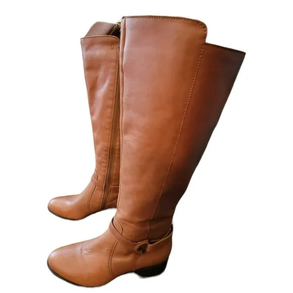 Naturalizer Davis Leather Knee Boots Tan Tawny Brown Woman's 8 Medium JJ3068