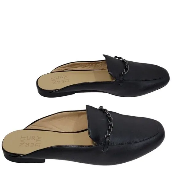 Naturalizer Emiline Leather Mules Womens Size 7.5 W Wide Black Slip on Shoes NEW