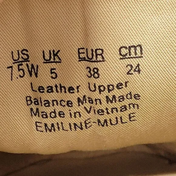 Naturalizer Emiline Leather Mules Womens Size 7.5 W Wide Black Slip on Shoes NEW