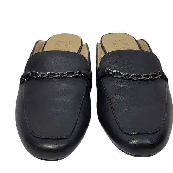 Naturalizer Emiline Leather Mules Womens Size 7.5 W Wide Black Slip on Shoes NEW