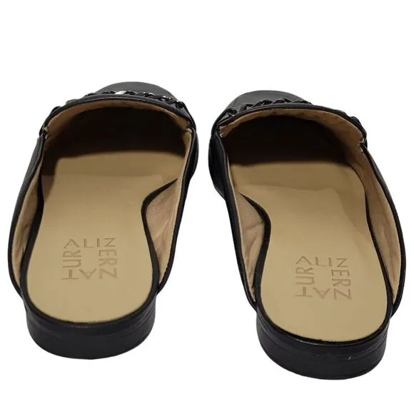 Naturalizer Emiline Leather Mules Womens Size 7.5 W Wide Black Slip on Shoes NEW