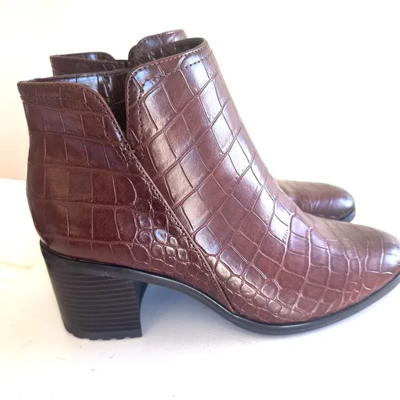 Naturalizer Lailah Brown Croco Ankle‎ Booties- Sz 9.5 New