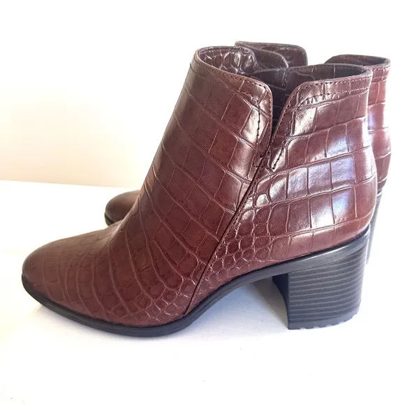Naturalizer Lailah Brown Croco Ankle‎ Booties- Sz 9.5 New