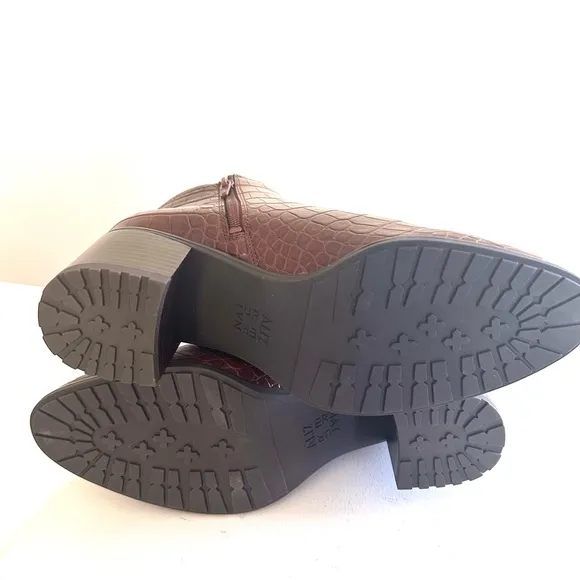 Naturalizer Lailah Brown Croco Ankle‎ Booties- Sz 9.5 New