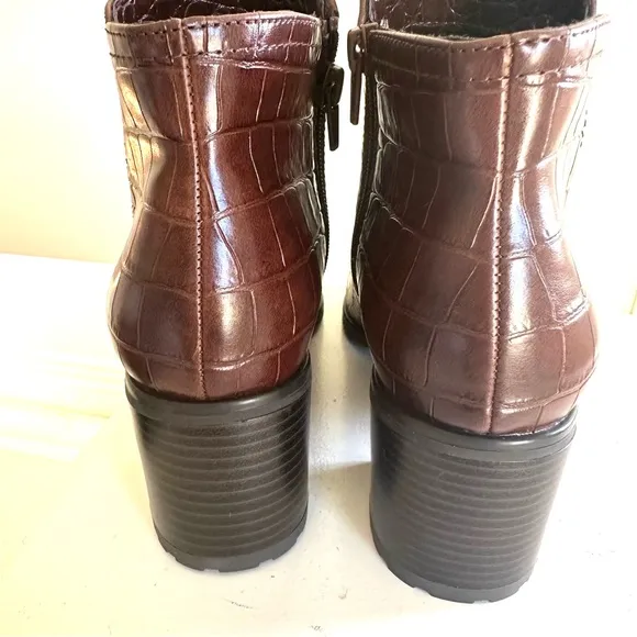 Naturalizer Lailah Brown Croco Ankle‎ Booties- Sz 9.5 New