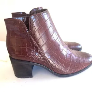 Naturalizer Lailah Brown Croco Ankle‎ Booties- Sz 9.5 New
