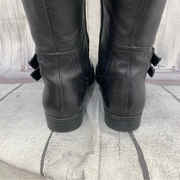 Naturalizer Size 8.5 M Black Genuine Leather Jenson Riding Boots N5 Wide Calf