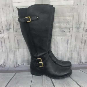 Naturalizer Size 8.5 M Black Genuine Leather Jenson Riding Boots N5 Wide Calf