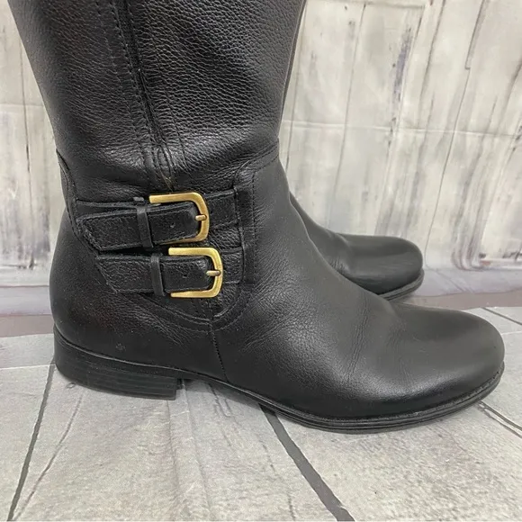 Naturalizer Size 8.5 M Black Genuine Leather Jenson Riding Boots N5 Wide Calf