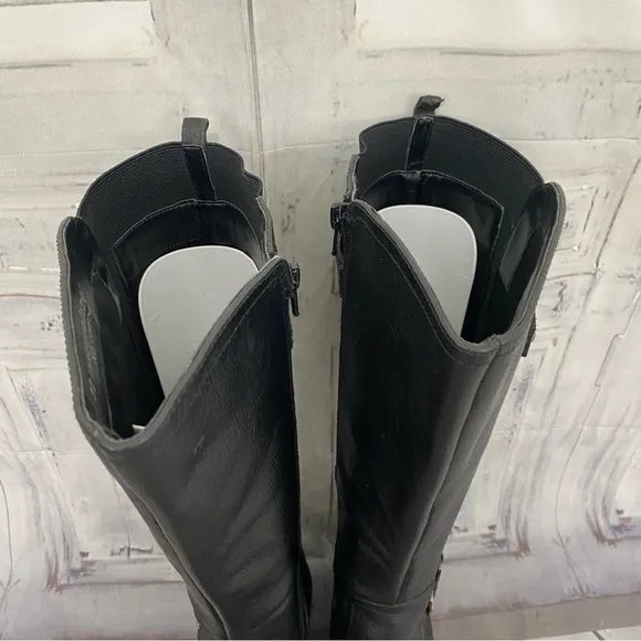 Naturalizer Size 8.5 M Black Genuine Leather Jenson Riding Boots N5 Wide Calf