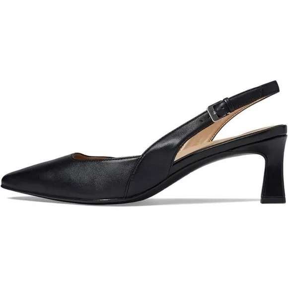 Naturalizer Womens Dalary Black Leather Pointed Toe Slingback Heels Shoes