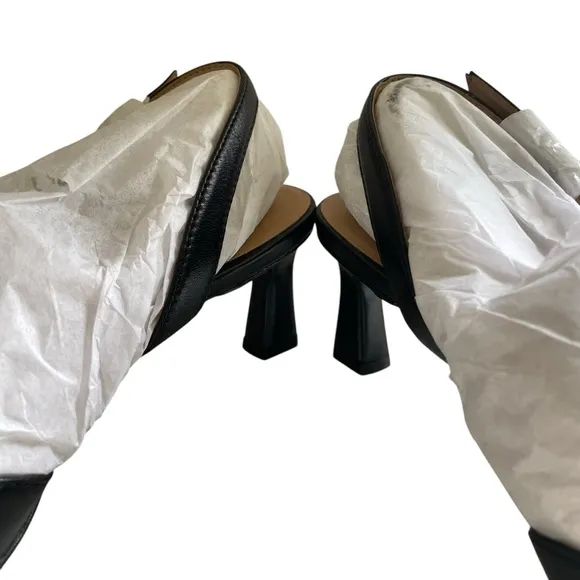 Naturalizer Womens Dalary Black Leather Pointed Toe Slingback Heels Shoes